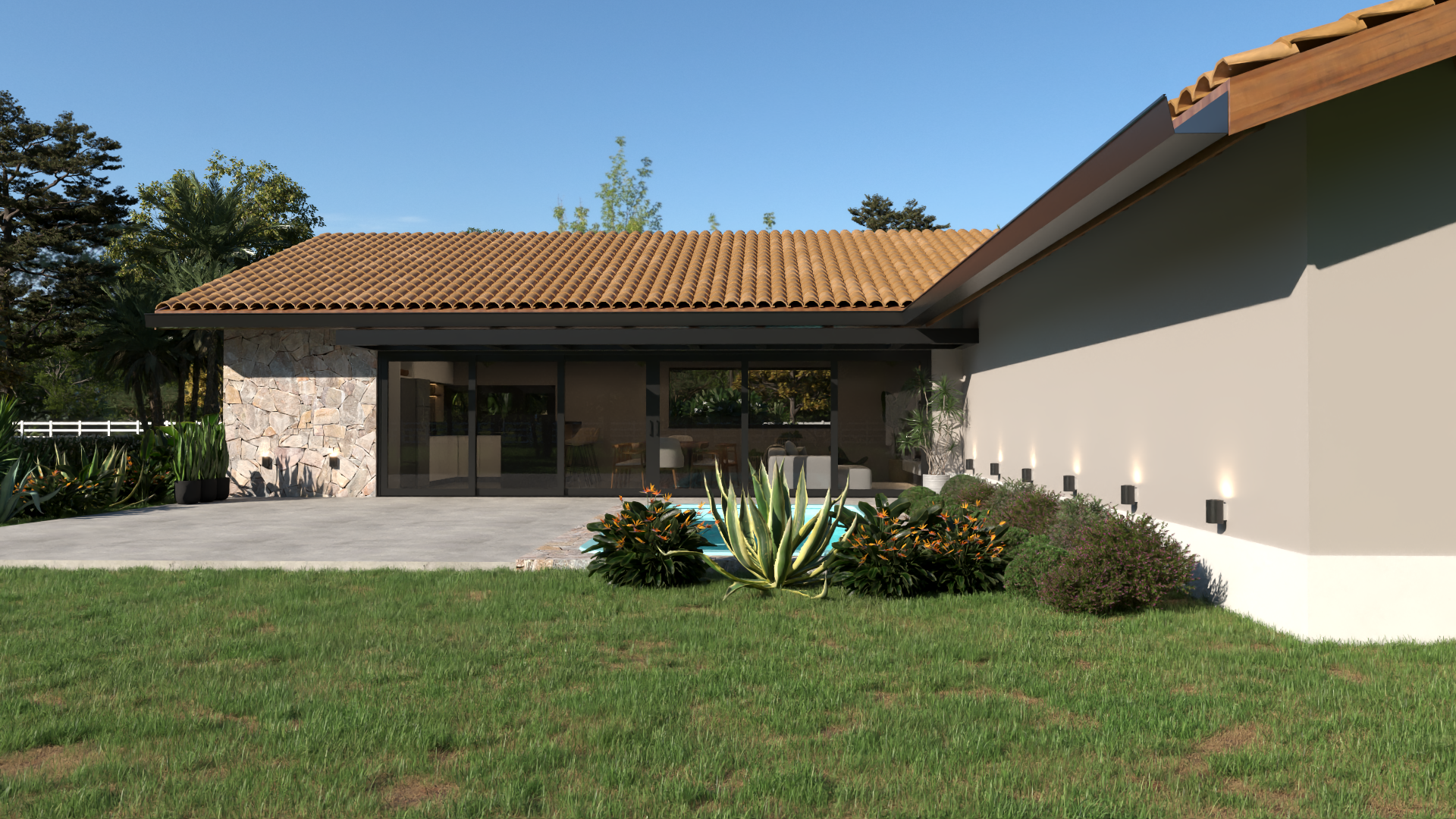 Fachada casa de campo p23 - casa em L