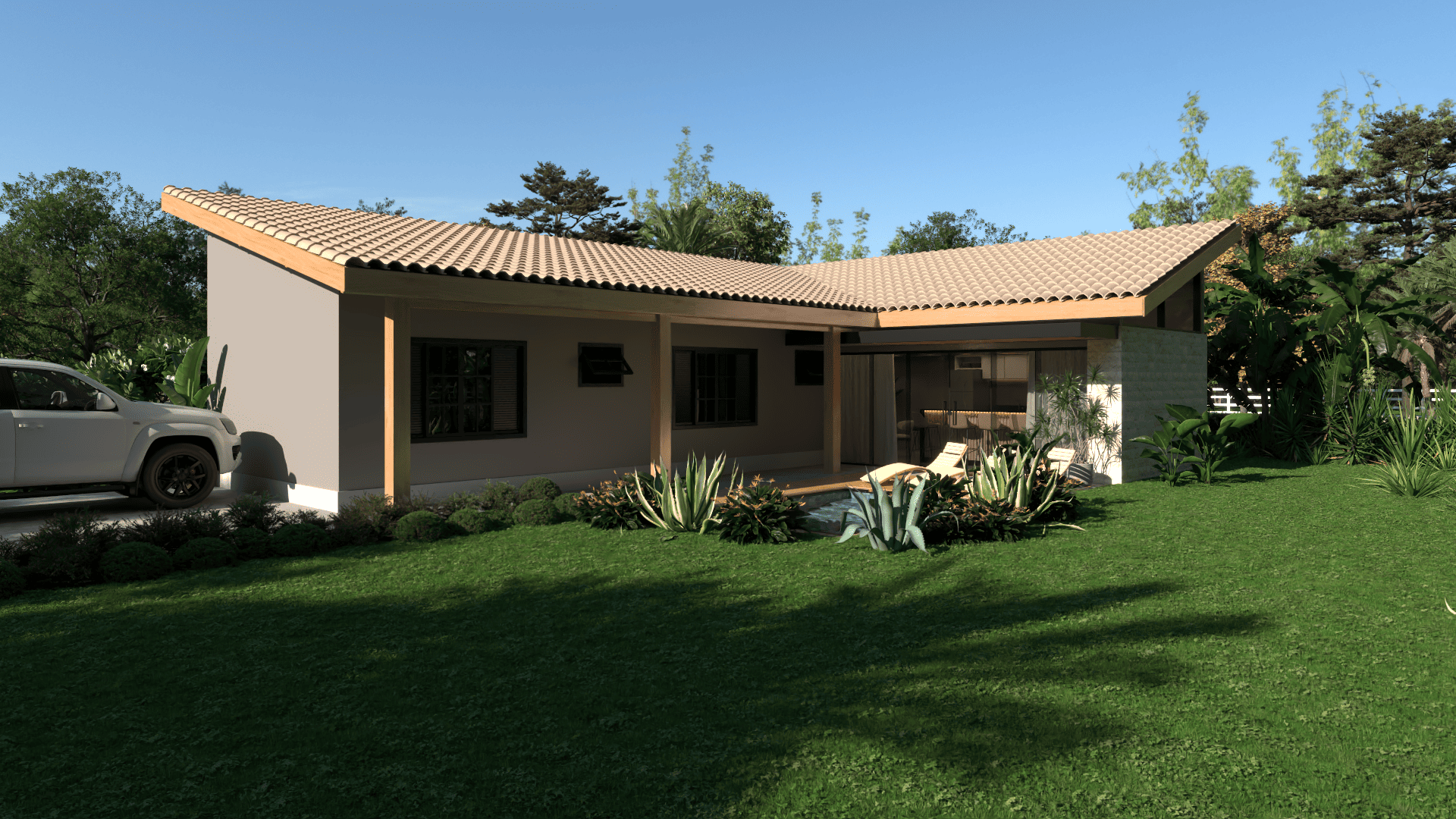 Casa de Campo Edicula Planta em L 32