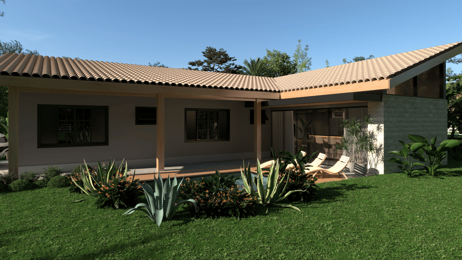 Casa de Campo Edicula Planta em L 32