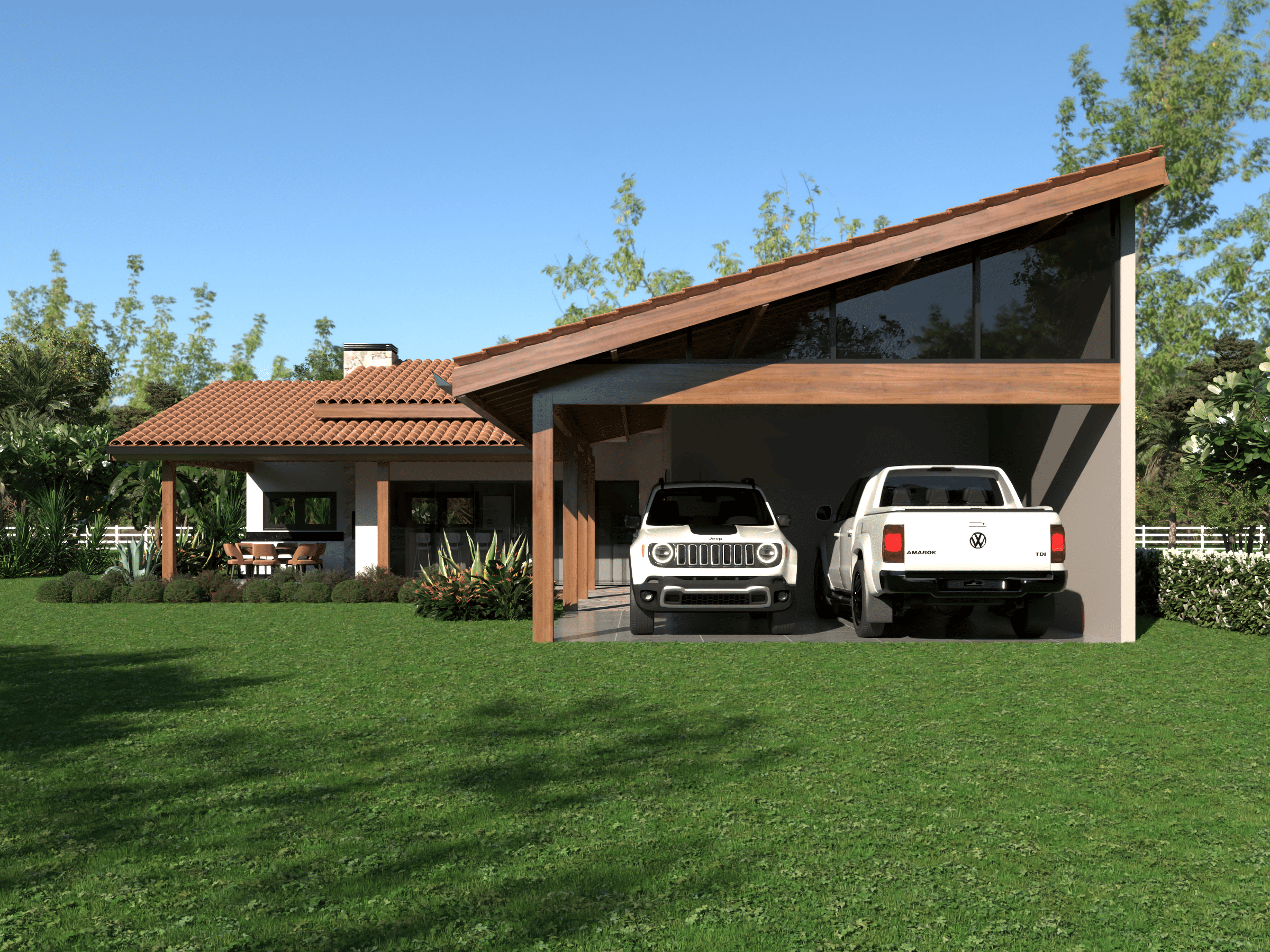 Fachada Casa de Campo em L P34