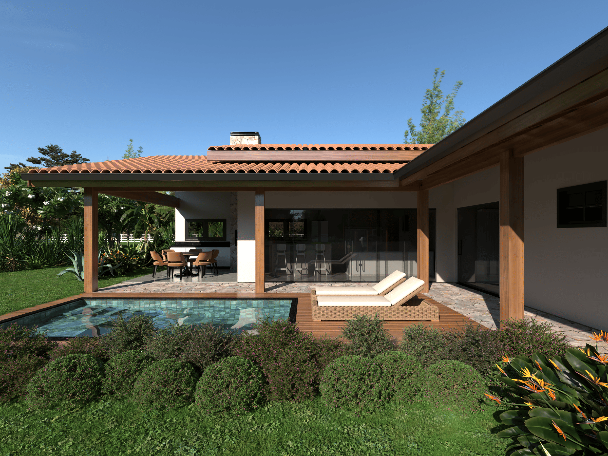 Fachada Casa de Campo em L P34