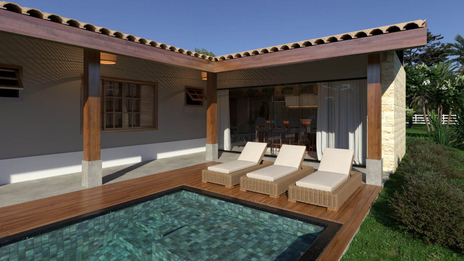 Fachada Casa de Campo em L P37