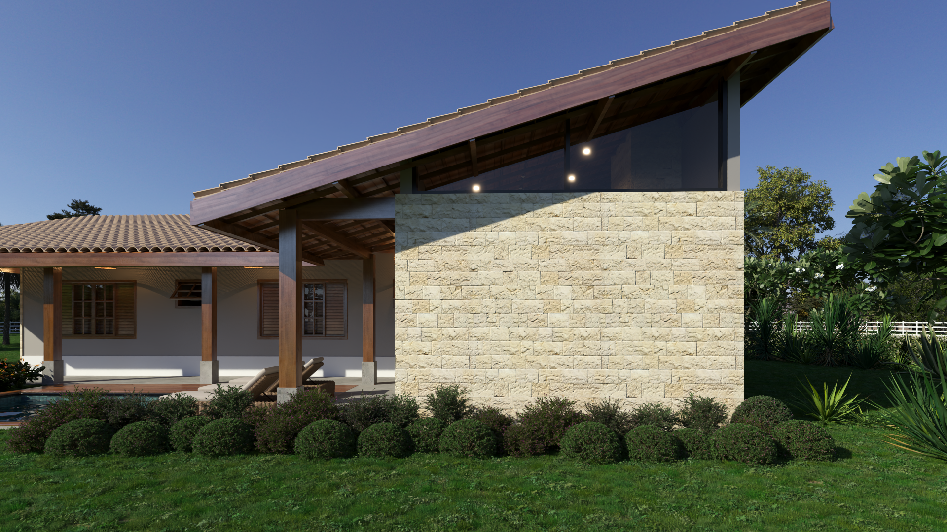 Fachada Casa de Campo em L P37