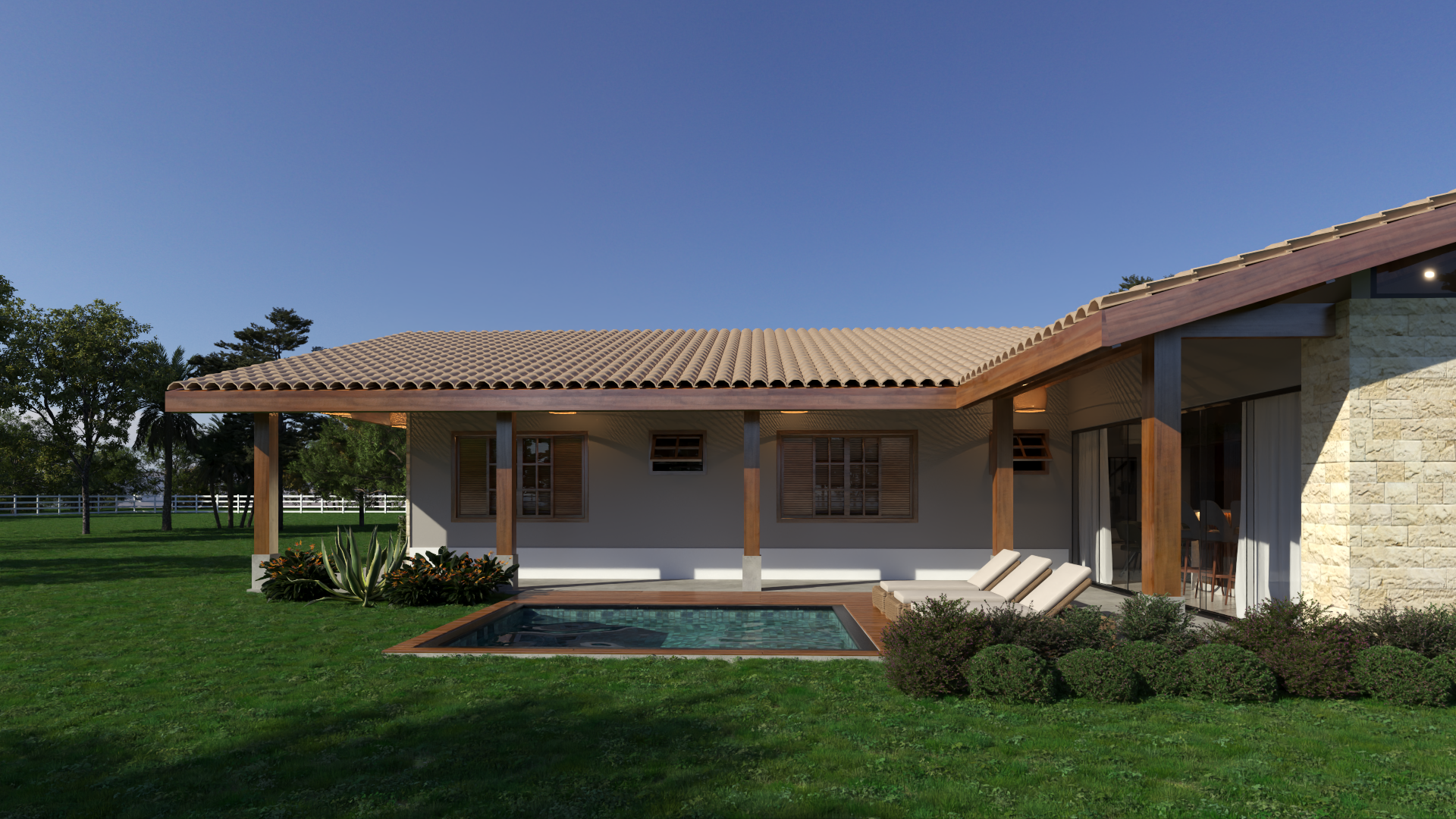 Fachada Casa de Campo em L P37