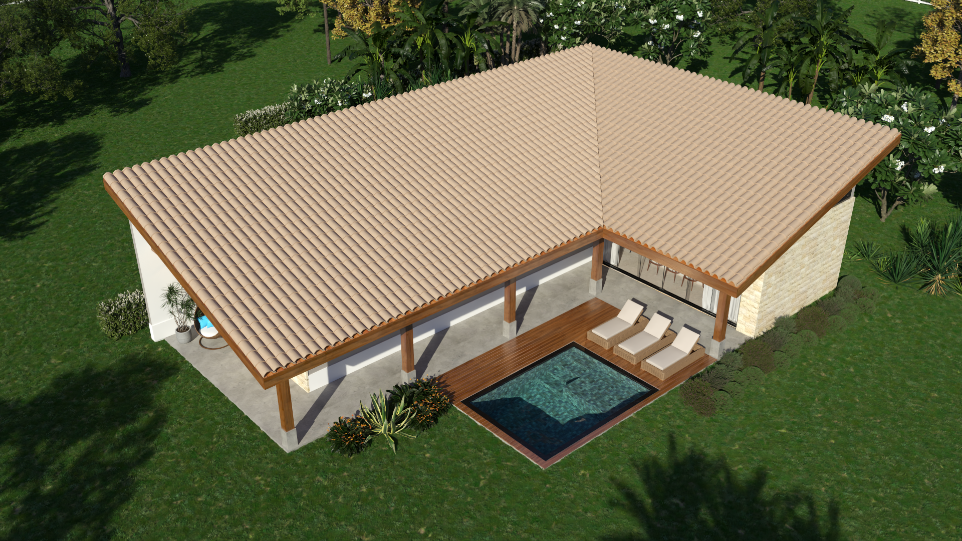 Fachada Casa de Campo em L P37